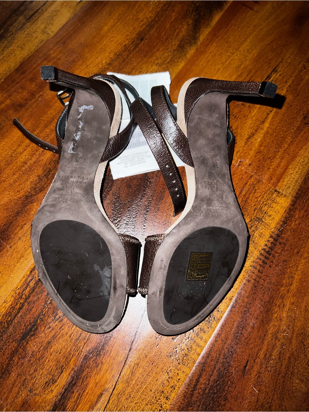 NWT Brunello Cucinelli Dark Brown Goat Leather Monili Sandal SIZE IT 35 (US 5) - Picture 9 of 14